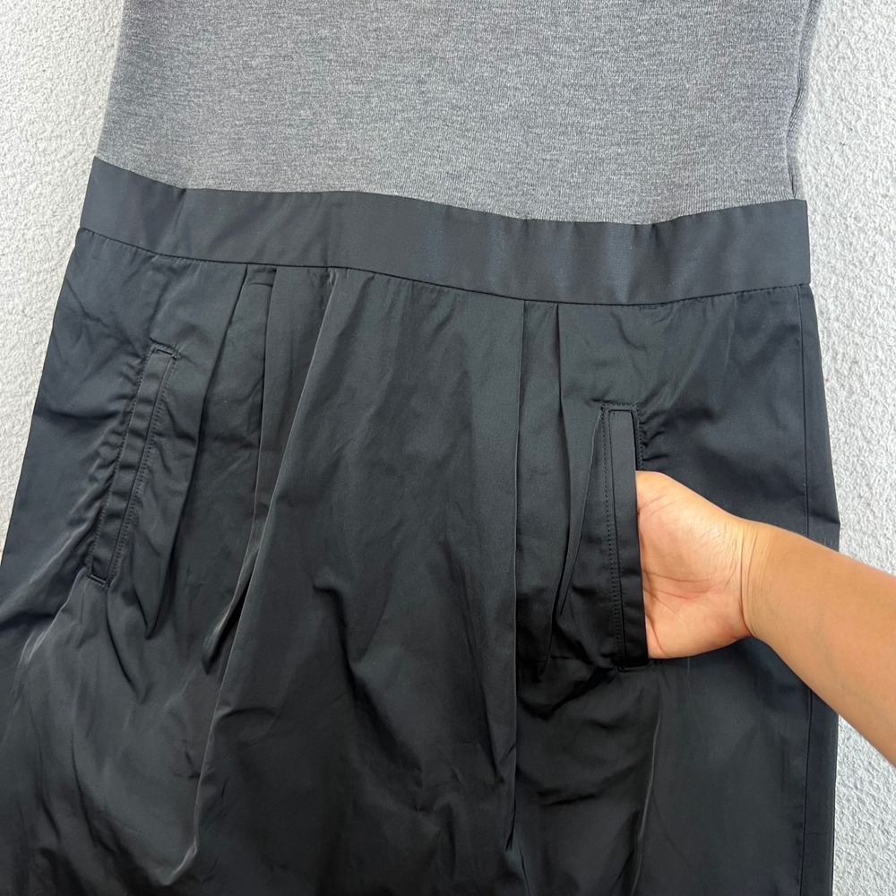 Theory Womens Mixed Media Sleeveless Mini Dress Grey Black Size 10 Pockets Zip - Picture 4 of 12